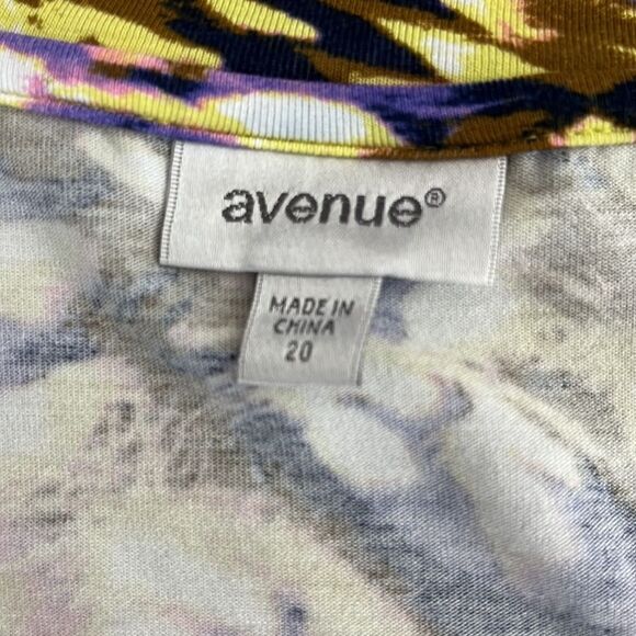 Avenue Patterned 3/4 Sleeve Top Multi Color Yellow Size 20 - Picture 6 of 11